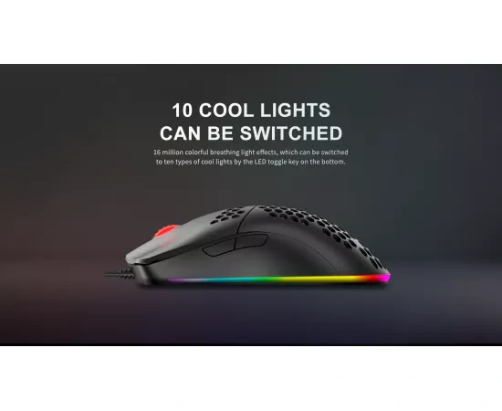 Mouse gaming cu fir HAVIT MS1023, senzor optic 4800 DPI, iluminare RGB, USB, negru - Imagine 10