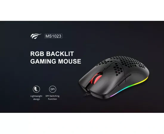 Mouse gaming cu fir HAVIT MS1023, senzor optic 4800 DPI, iluminare RGB, USB, negru - Imagine 7