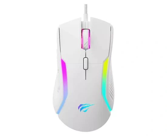 Mouse gaming cu fir HAVIT MS1033, 8000 dpi, USB, RGB, White - Imagine 1