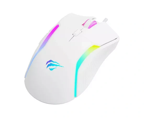 Mouse gaming cu fir HAVIT MS1033, 8000 dpi, USB, RGB, White - Imagine 3