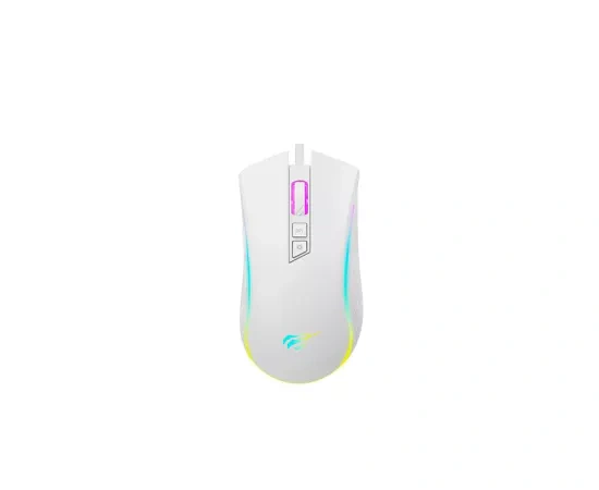 Mouse gaming cu fir HAVIT MS1034, 4800 DPI, RGB, White - Imagine 1