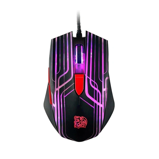 Mouse gaming cu fir THERMALTAKE MO-TLN-WDOOBK-01, 3000 DPI, Ambidextru, RGB, Negru - Imagine 1
