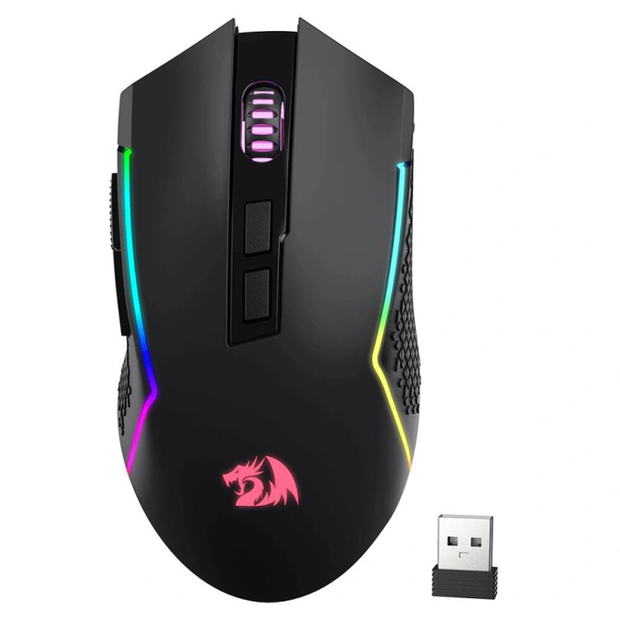 Mouse gaming wireless REDRAGON Trident M693, 8000 dpi, Optic, RGB, Black - Imagine 1