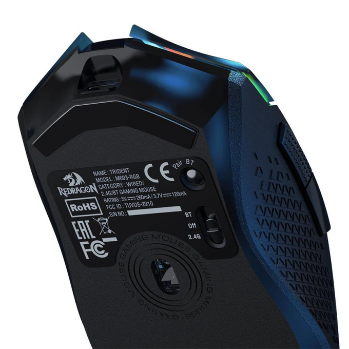 Mouse gaming wireless REDRAGON Trident M693, 8000 dpi, Optic, RGB, Black - Imagine 4