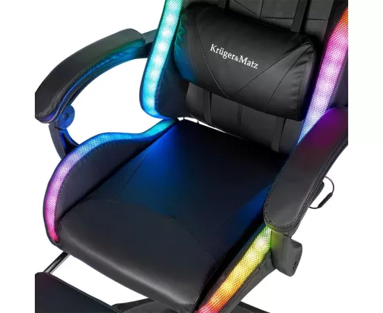 Scaun gaming KRUGER & MATZ KM0790-BLED cu iluminare LED și piele ecologică - Imagine 3