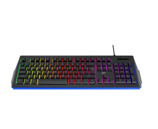 Tastatura gaming cu fir HAVIT KB866L RGB, USB, Black/Blue - Imagine 1