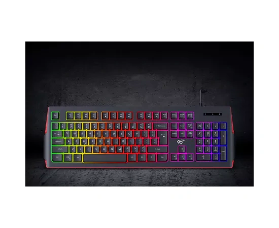 Tastatura gaming cu fir HAVIT KB866L RGB, USB, Black/Blue - Imagine 5
