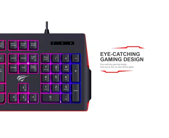 Tastatura gaming cu fir HAVIT KB866L RGB, USB, Black/Blue - Imagine 7