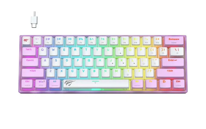Tastatura gaming cu fir HAVIT KB877L, RGB, USB, Purple - Imagine 1