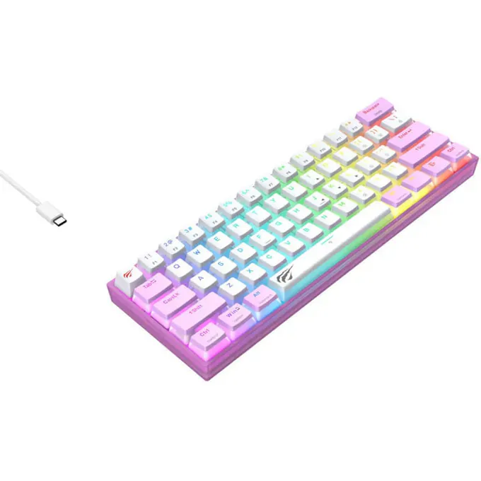 Tastatura gaming cu fir HAVIT KB877L, RGB, USB, Purple - Imagine 3