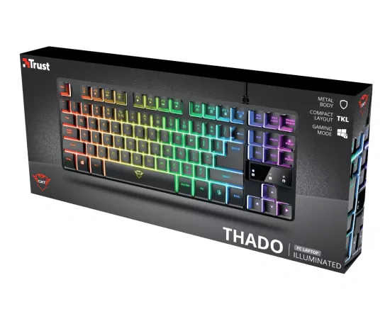 Tastatura gaming cu fir TRUST GXT 833 Thado TKL RGB LED USB Black - Imagine 5
