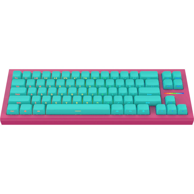 Tastatură Gaming NUBI NK68-HE-ICE-ANSI, Mecanică, Hot-Swappable, RGB, Blue/Pink - Imagine 1