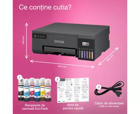 Imprimanta Epson EcoTank L8050 C11CK37402, InkJet CISS, A4, Wireless, Negru - Imagine 4