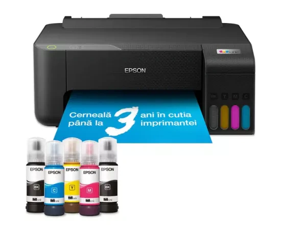 Imprimantă inkjet color Epson EcoTank L1270 C11CJ71407, CISS, A4, Wi-Fi, Negru - Imagine 1