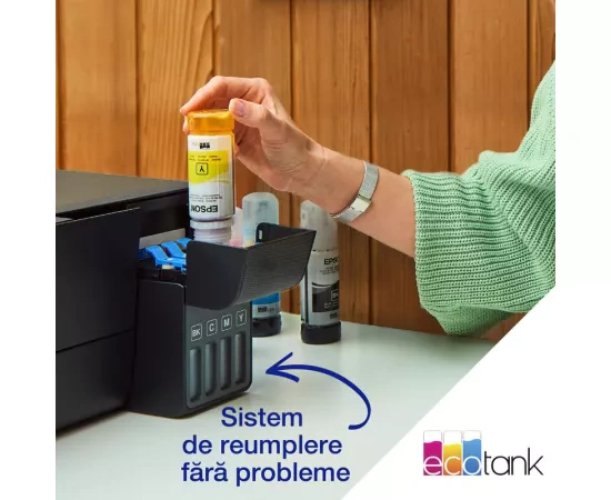 Imprimantă inkjet color Epson EcoTank L1270 C11CJ71407, CISS, A4, Wi-Fi, Negru - Imagine 7
