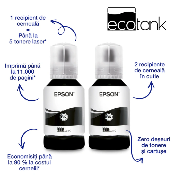Multifunctional Epson EcoTank M3170, InkJet CISS, Monocrom, A4, Retea, Wi-Fi, Alb/Negru - Imagine 3