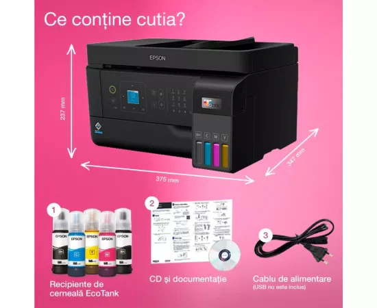 Multifunctional inkjet color CISS Epson EcoTank L5590 C11CK57403, Negru - Imagine 4