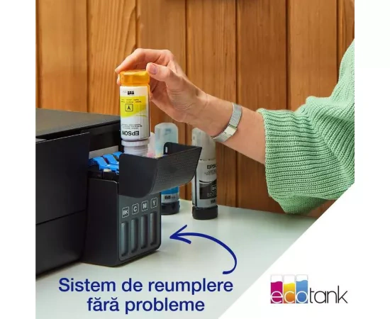 Multifunctional inkjet color CISS Epson EcoTank L6570 C11CJ29402, Duplex, Wireless, ADF, A4, Negru - Imagine 4