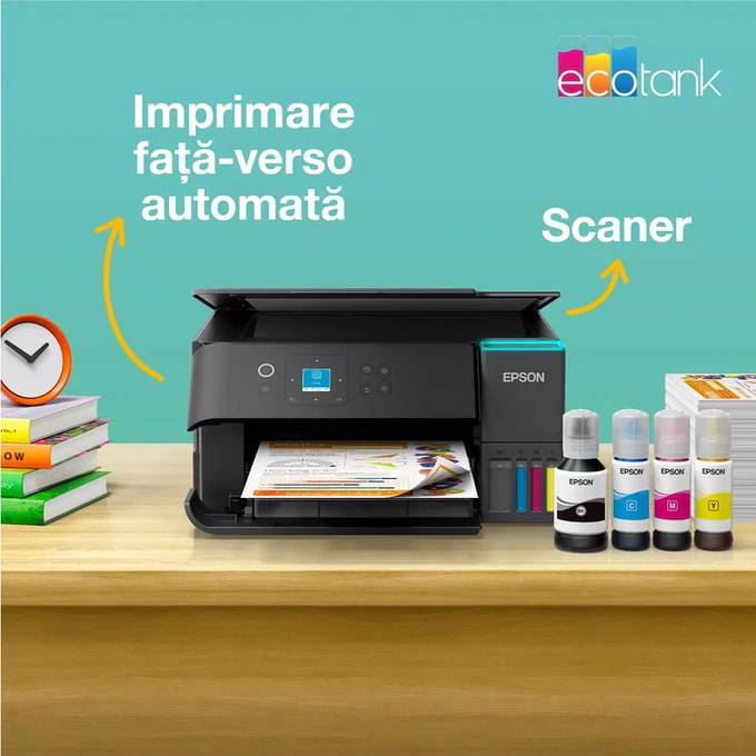 Multifunctionala Epson EcoTank L4360 C11CL41408, InkJet CISS, Color, A4, Duplex, Wi-Fi. Negru - Imagine 9