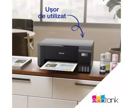 Multifunctionala inkjet CISS Epson EcoTank L3270 C11CJ67434, A4, Color, USB, Wireless, Negru - Imagine 7