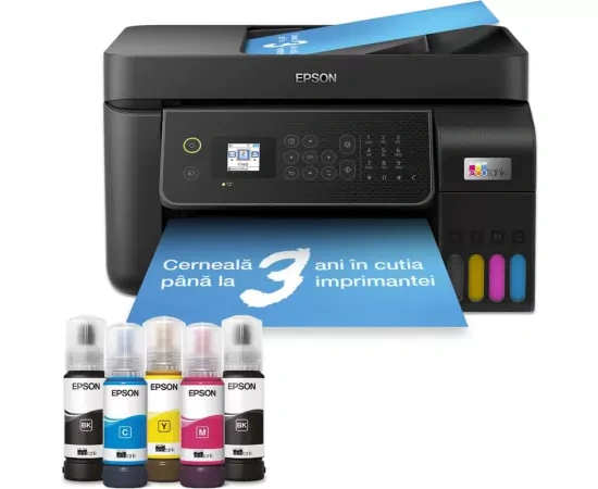 Multifuncționala Inkjet Epson EcoTank L5310C11CJ65412,  CISS, Color, A4, LAN, USB și Wi-Fi, Negru - Imagine 1