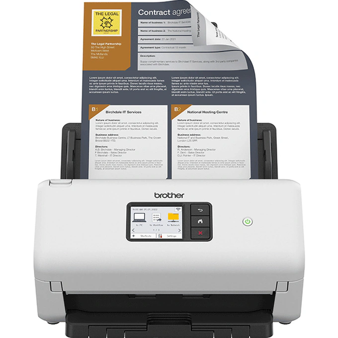 Scanner profesional BROTHER ADS-4550WTC1, Wi-Fi, Duplex, A4, Alb/negru - Imagine 1