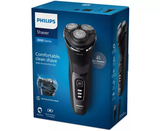 Aparat de ras PHILIPS Seria 3000 S3244/12, 60 de minute, Negru - Imagine 4