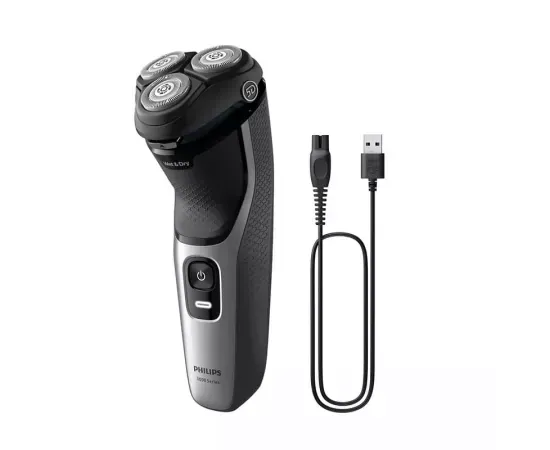 Aparat de ras rotativ electric Seria 3000 PHILIPS S3143/00, 60 minute, Negru/Gri - Imagine 2