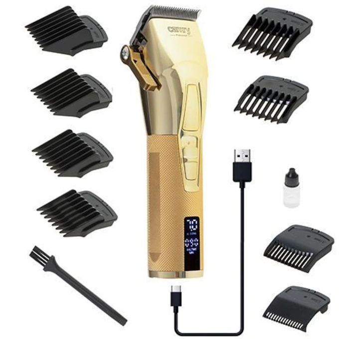 Masina De Tuns Si Aparat De Ras, Camry, CR2835G, Multifunctional, Profesionala, Afisaj LCD, 100 W, 2 Viteze, Pentru Acumulator, Ceramic/Titan, Auriu - Imagine 1