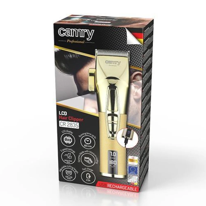 Masina De Tuns Si Aparat De Ras, Camry, CR2835G, Multifunctional, Profesionala, Afisaj LCD, 100 W, 2 Viteze, Pentru Acumulator, Ceramic/Titan, Auriu - Imagine 14