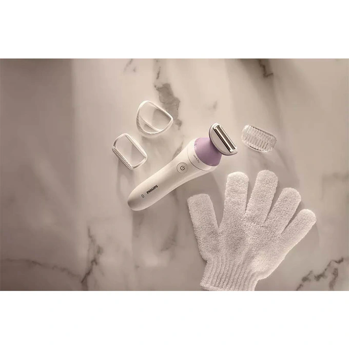 Epilator fara fir PHILIPS Seria 6000 BRL136/00, 7.5 W, 1 viteza, Umed si uscat, Alb/Roz - Imagine 8