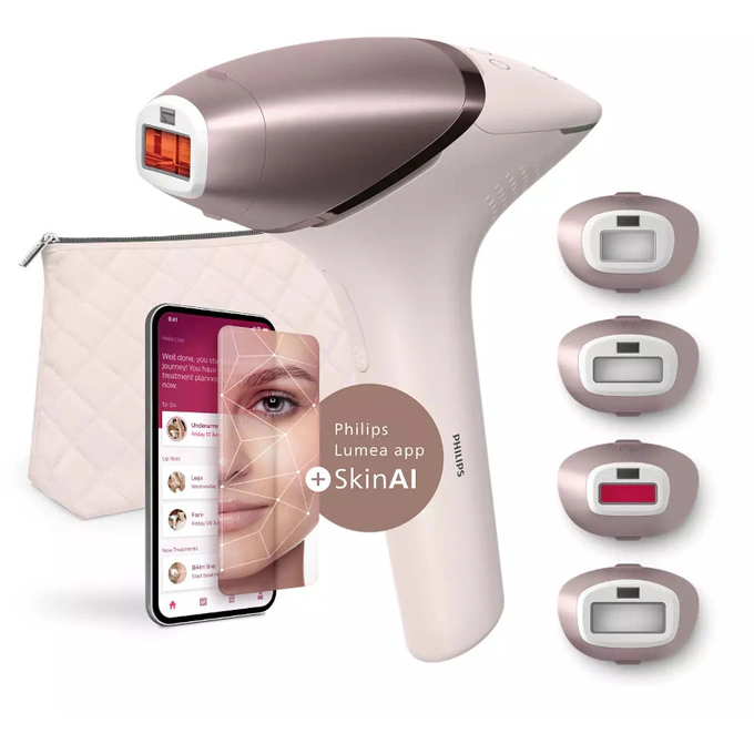PHILIPS Epilator PHILIPS IPL Lumea Seria 9900 BRI977/00, 5 viteze, Uscat, 450.000 de impulsuri, Roz - IT-Fashion.ro