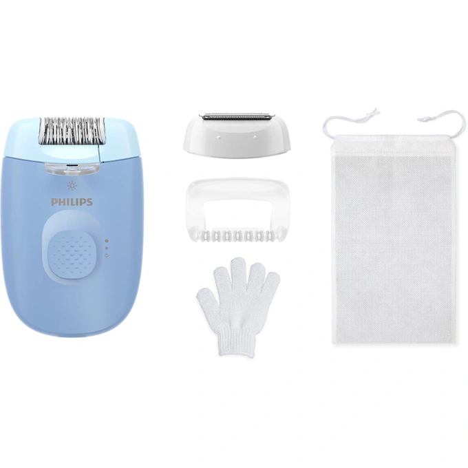 Epilator PHILIPS Seria 4000 BRE247/00, 2 viteze, Umed si uscat, Albastru - Imagine 2