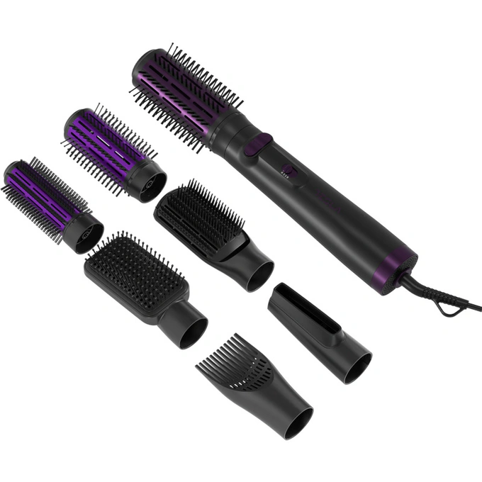 Aparat de coafat TESLA 6-in-1 SLH300BPR, 1000 W, 4 trepte de temperatura, 2 trepte de viteza, Ceramic, Black/Violet - Imagine 1