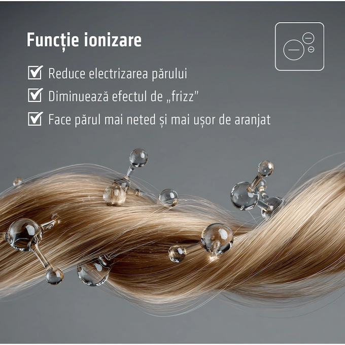 Perie cu are cald HEINNER HAB-R12DC-BL2, 1200 W, 2 trepte de temperatura, 2 trepte de viteza, Gri/Albastru - Imagine 5