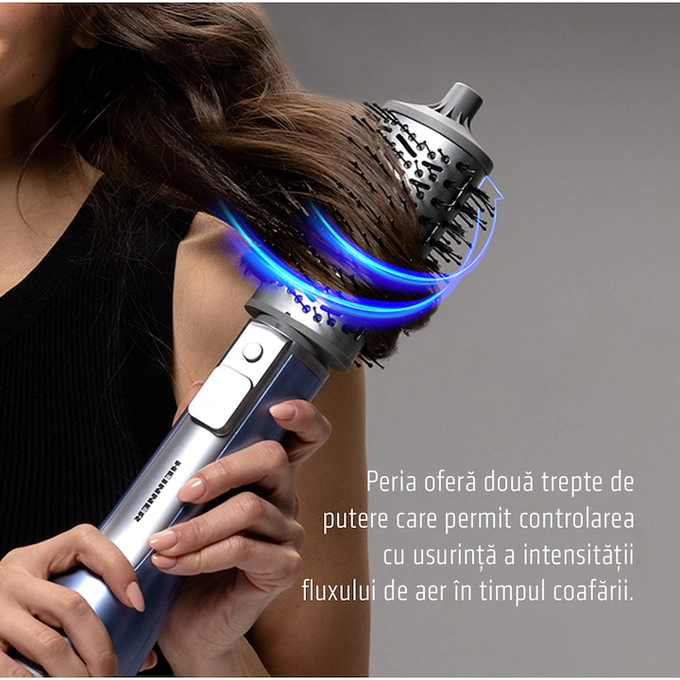 Perie cu are cald HEINNER HAB-R12DC-BL2, 1200 W, 2 trepte de temperatura, 2 trepte de viteza, Gri/Albastru - Imagine 6