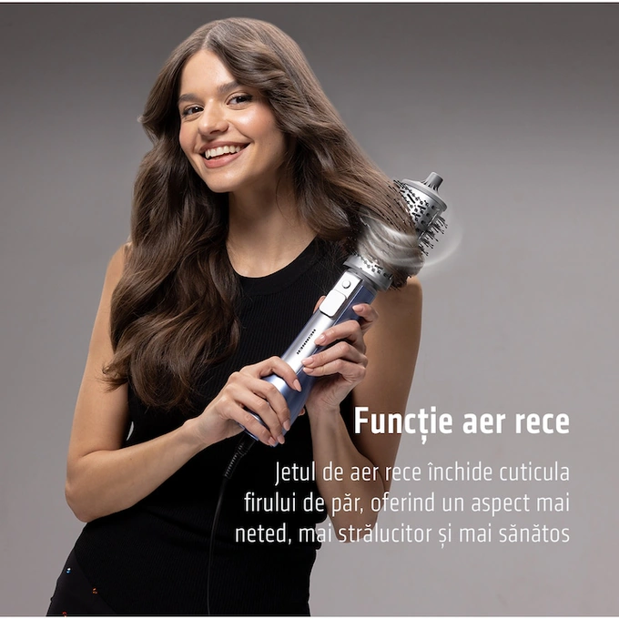 Perie cu are cald HEINNER HAB-R12DC-BL2, 1200 W, 2 trepte de temperatura, 2 trepte de viteza, Gri/Albastru - Imagine 7