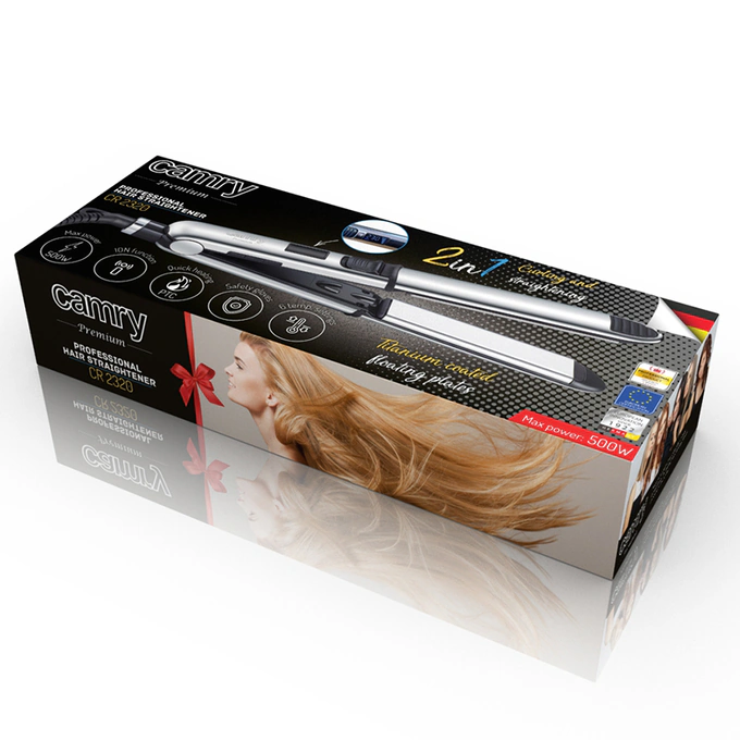 Placa de par CAMRY CR2320, 500 W, 6 trepte de temperatura, Placi din titan, Silver - Imagine 6