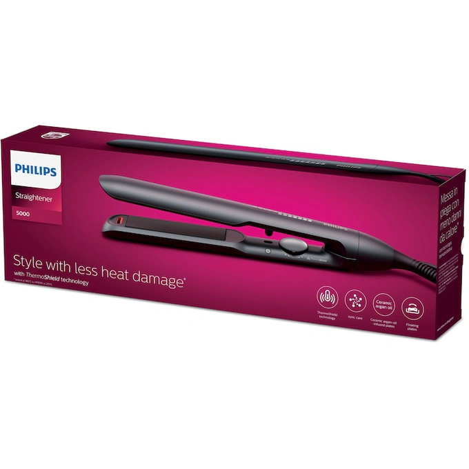 Placa de par PHILIPS Series 5000 BHS510/00, 12 trepte de temperatura, Ceramic, Negru - Imagine 5