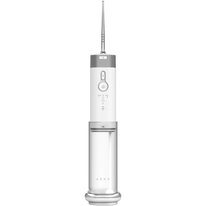 Irigator bucal AENO ADI0002, 5 moduri de curatare, Portabil, Functie memorie, 100 zile autonomie, Rezervor 200 ml, Baterie 2500 mAh, 3 duze incluse, indicator LED, Alb - Imagine 1