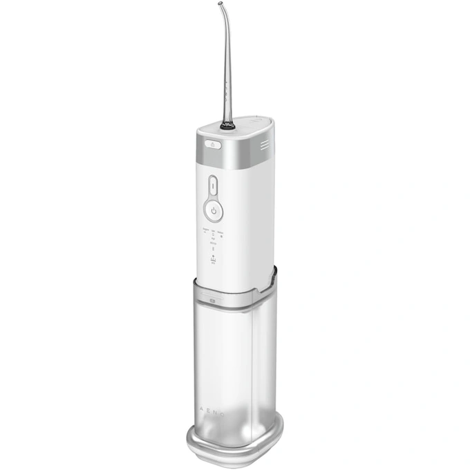 Irigator bucal AENO ADI0002, 5 moduri de curatare, Portabil, Functie memorie, 100 zile autonomie, Rezervor 200 ml, Baterie 2500 mAh, 3 duze incluse, indicator LED, Alb - Imagine 6