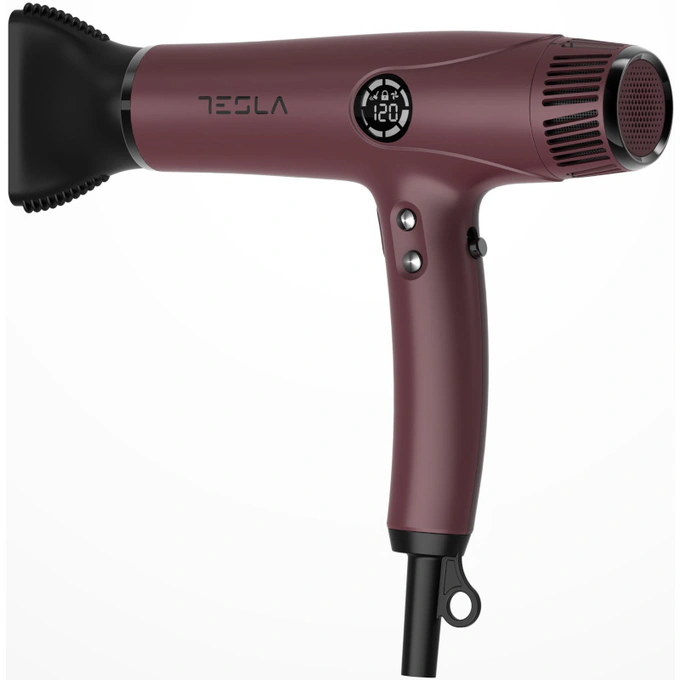 TESLA Uscator de par TESLA DRH500BBD, 2200 W, 4 trepte de viteza si temperatura, Ionizare, Burgundy - IT-Fashion.ro