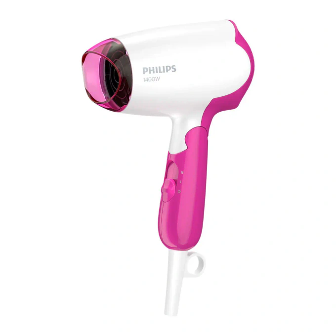Usctor de par PHILIPS DryCare Essential BHD003/00, 2 nivele de temperatura, 2 trepte de viteza, 1400 W, Pliabil, Alb/Roz - Imagine 1