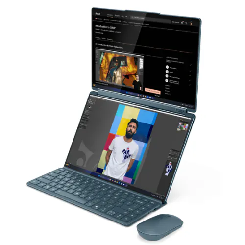 Laptop 2-in-1 LENOVO Yoga Book 9 14IAH10 83KJ0015RM, 2 x 14" 2.8K Touch, Intel® Core™ Ultra 7 255H, 32GB RAM, SSD 1TB, Intel Arc 140T, Windows 11, Teal - Imagine 8
