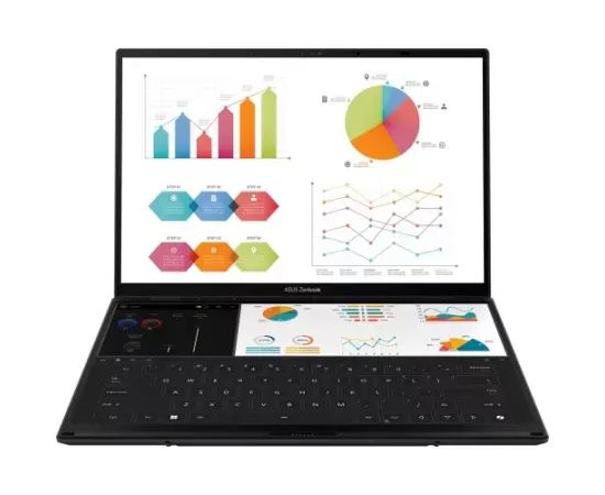 Laptop ASUS Zenbook Duo 14 OLED (2025) UX8406CA-PZ068X, 2 x 14" WQXGA+ Touch, Intel® Core™ Ultra 9 285H, 32GB RAM, SSD 2TB, Intel Arc 140T Graphics, Windows 11 Pro, Inkwell Gray - Imagine 10