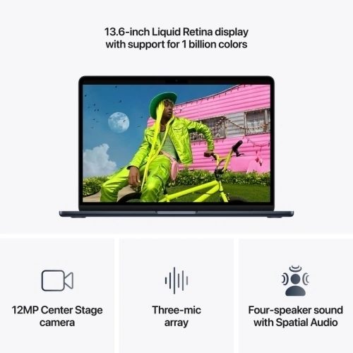 Laptop Apple MacBook Air 13 with Liquid Retina (2026) MDHE4RO/A, Apple M5 10-core, 13.6 inch, RAM 16GB, SSD 512GB, Apple M5 8-core Graphics, Int KB, macOS, Midnight - Imagine 5