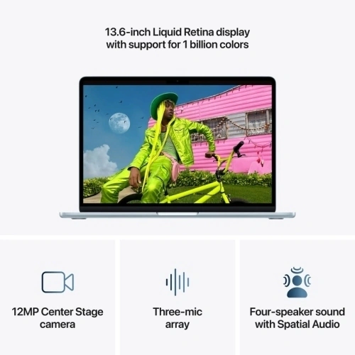 Laptop Apple MacBook Air 13 with Liquid Retina (2026) MDHH4RO/A, Apple M5 10-core, 13.6 inch, RAM 16GB, SSD 512GB, Apple M5 8-core Graphics, Int KB, macOS, Sky Blue - Imagine 5