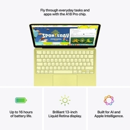 Laptop Apple MacBook Neo 13 with Liquid Retina (2026) Z1TQ00065, Apple A18 Pro Hexa Core, 13 inch, RAM 8GB, SSD 256GB, Apple A18 Pro 5-core Graphics, US KB, macOS, Citrus - Imagine 5