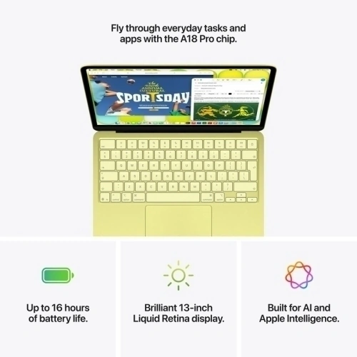 Laptop Apple MacBook Neo 13 with Liquid Retina (2026) Z1TT00076, Apple A18 Pro Hexa Core, 13 inch, RAM 8GB, SSD 512GB, Apple A18 Pro 5-core Graphics, US KB, macOS, Indigo - Imagine 5