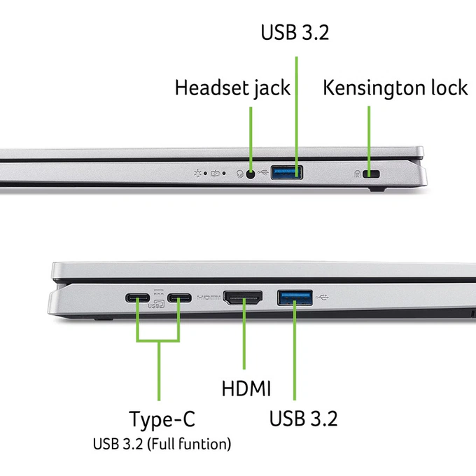 Laptop Acer Aspire Go 15 AG15-71P-5155 NX.JDCEX.001, Intel Core i5-1334U, 15.6 inch, RAM 16GB, SSD 1TB, Intel Iris Xe Graphics, Fara sistem de operare, Pure Silver - Imagine 5